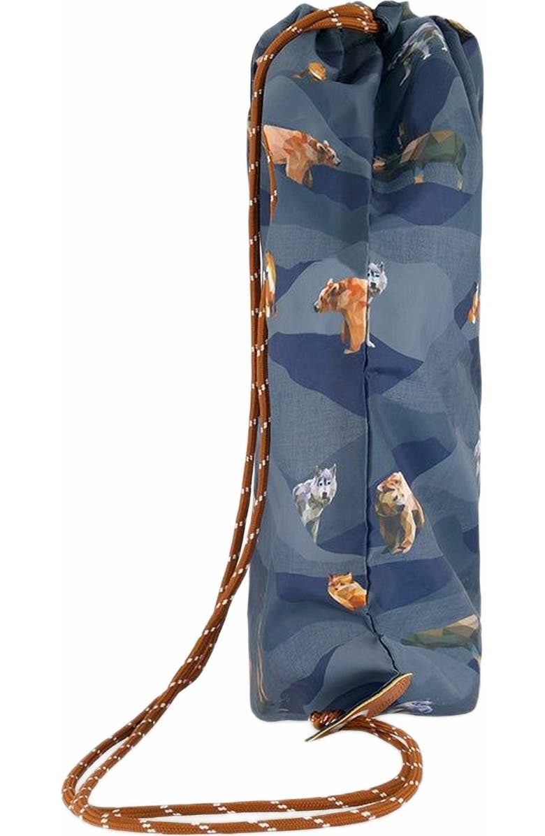 Deux par Deux Boy's Drawstring Bag Navy Printed Mountains Animals, Alternate, color,