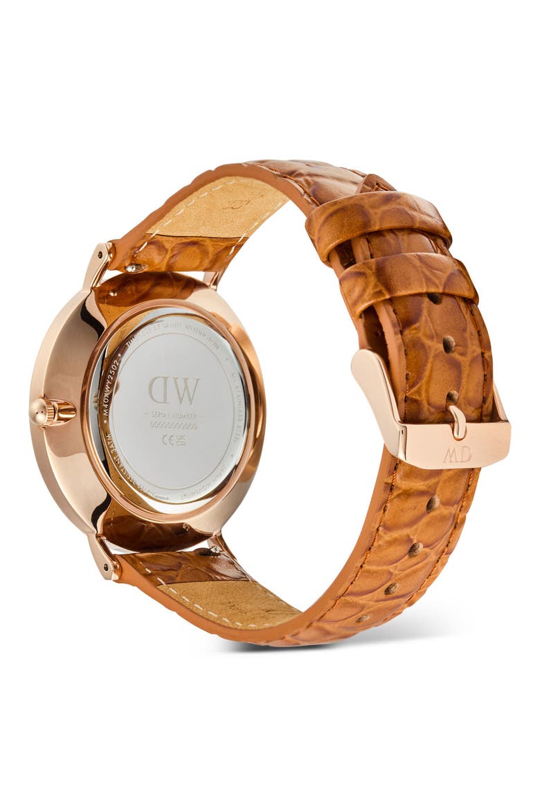 Classic Roman Numerals Leather Strap Watch, 40mm, Alternate, color, WHITE/ ROSE/ TAN