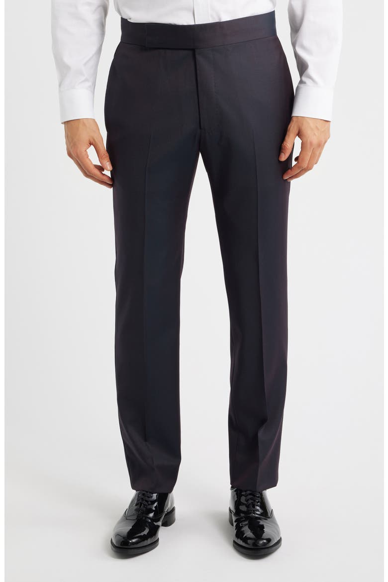 Dark Purple Peak Lapel Virgin Wool Tuxedo, Alternate, color, SOLID DARK PURPLE