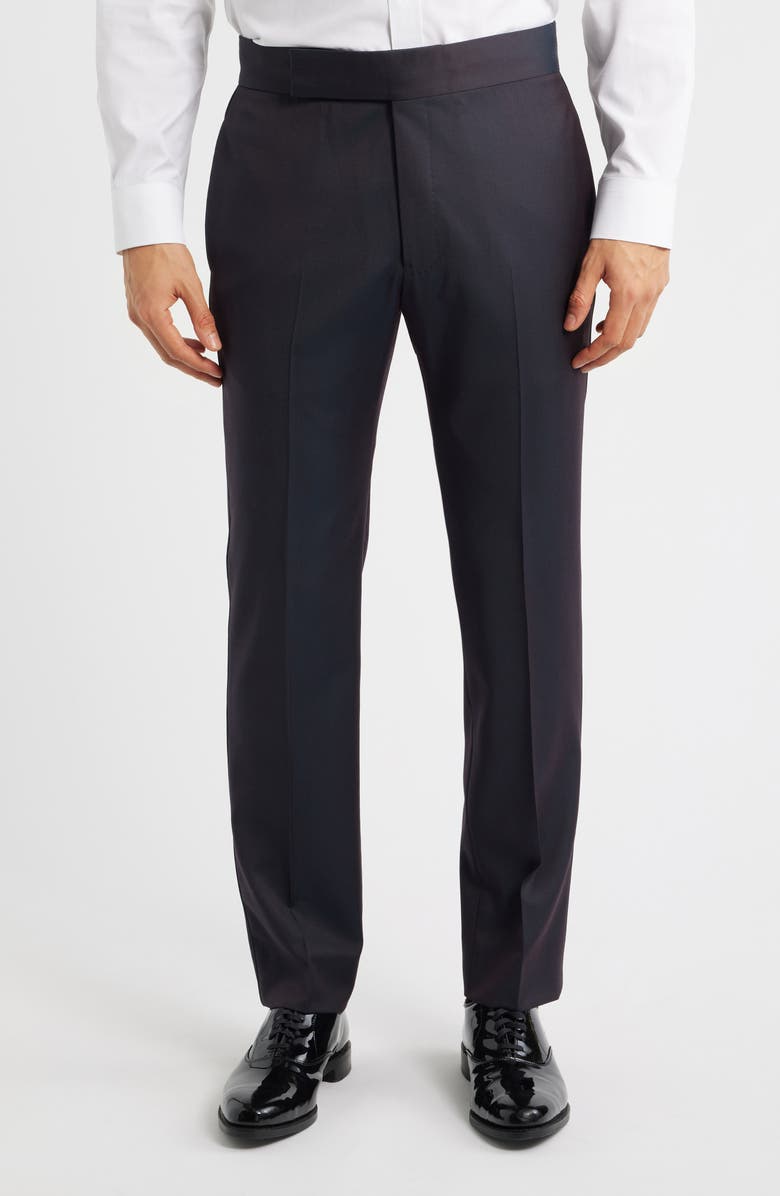 Emporio Armani Dark Purple Peak Lapel Virgin Wool Tuxedo, Alternate, color, Solid Dark Purple