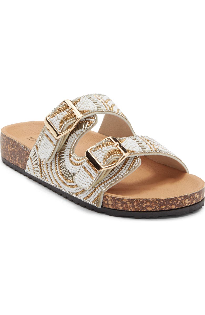 TOP MODA Spring Slide Sandal, Main, color, Gold Bead