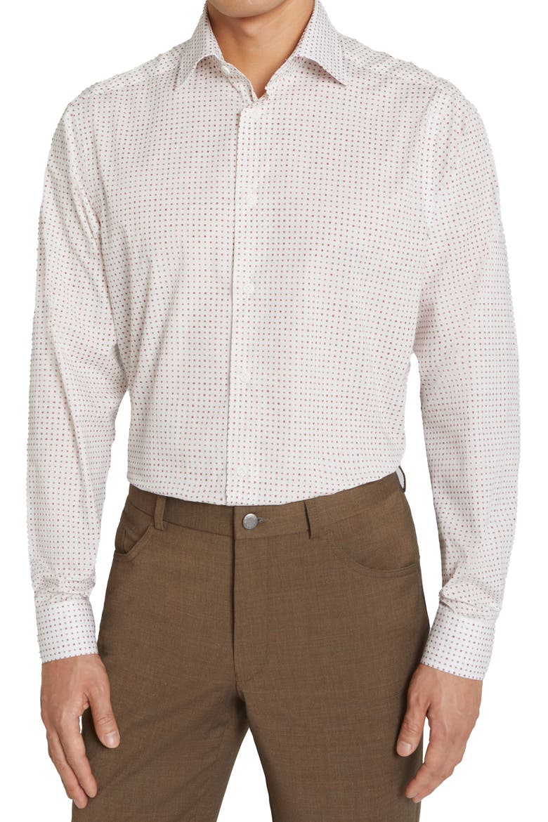 York Contemporary Fit Floral Stretch Cotton Button-Up Shirt, Main, color, PINK