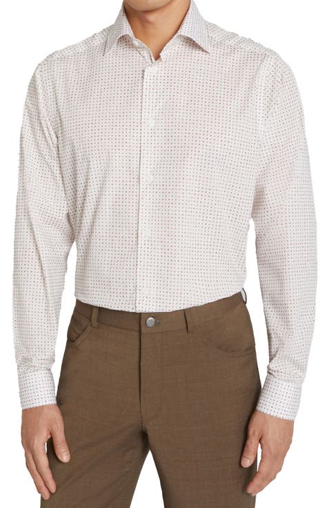 York Contemporary Fit Floral Stretch Cotton Button-Up Shirt