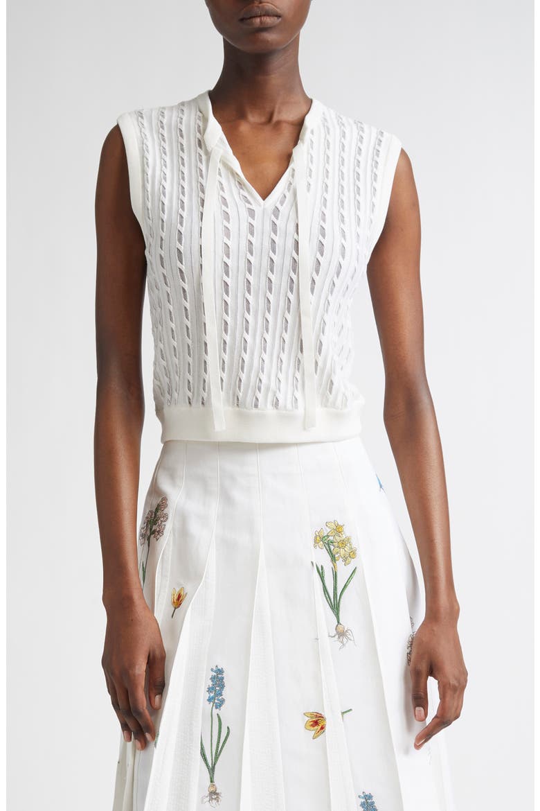Sheer Baby Cable Sleeveless Sweater, Main, color, WHITE
