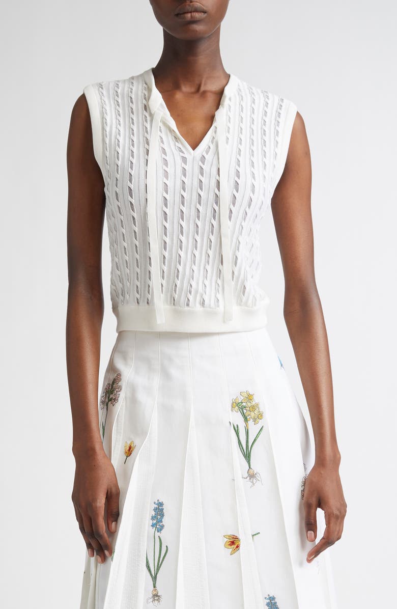 Thom Browne Sheer Baby Cable Sleeveless Sweater, Main, color, White