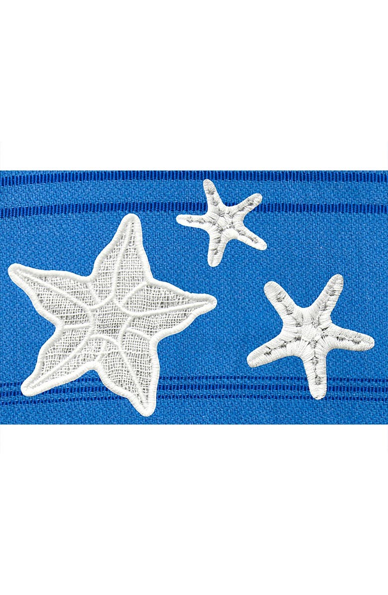 Linum Home Textiles 100% Turkish Cotton Summer Fun - Glittery Starfish Pestemal Beach Towel - Royal Blue, Alternate, color, 