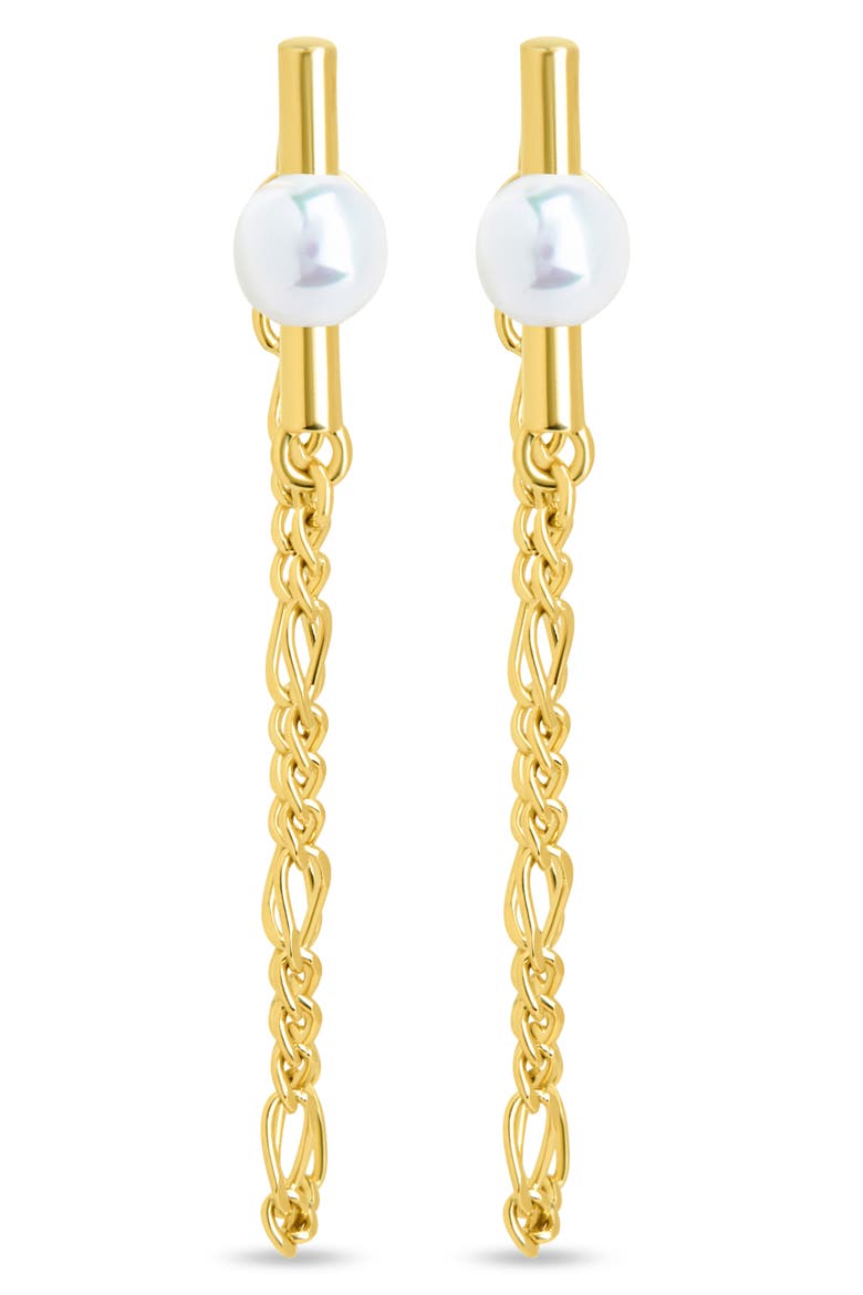 Tristan Faux Pearl Chain Drop Earrings, Alternate, color, GOLD