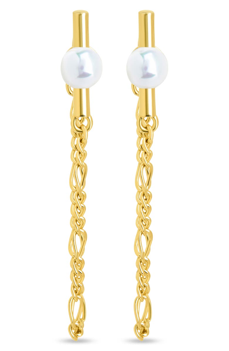 Sterling Forever Tristan Faux Pearl Chain Drop Earrings, Alternate, color, Gold