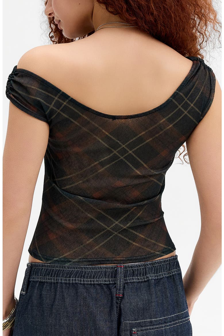 Fia Checked One-Shoulder Top, Alternate, color, GREY CHECK