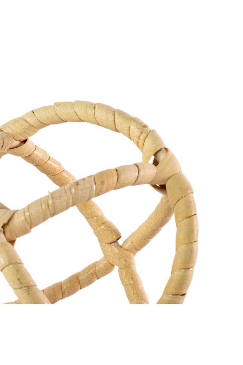 Wrapped Orb Decorative Ball Metal & Rattan, Alternate, color, Beige
