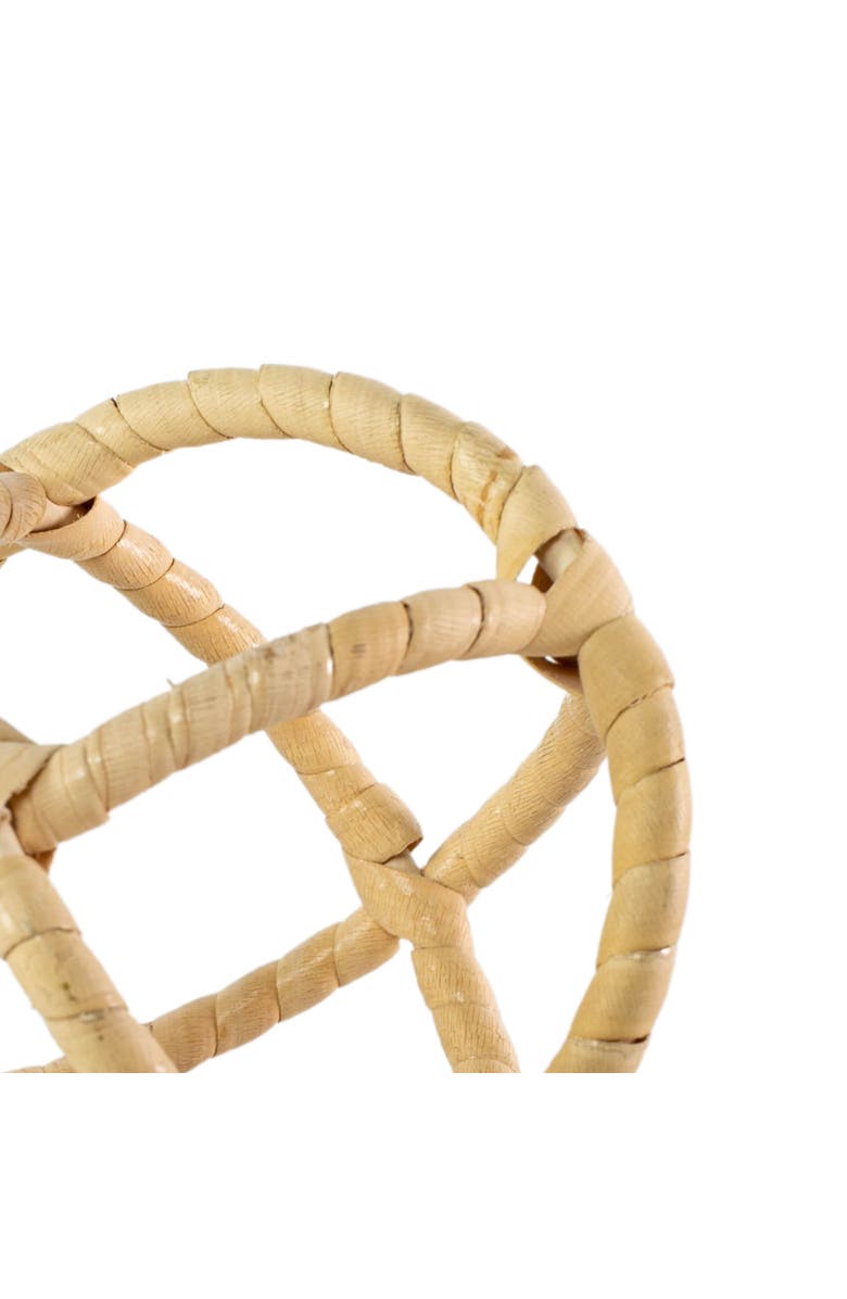 Foreside Home and Garden Wrapped Orb Decorative Ball Metal & Rattan, Alternate, color, Beige