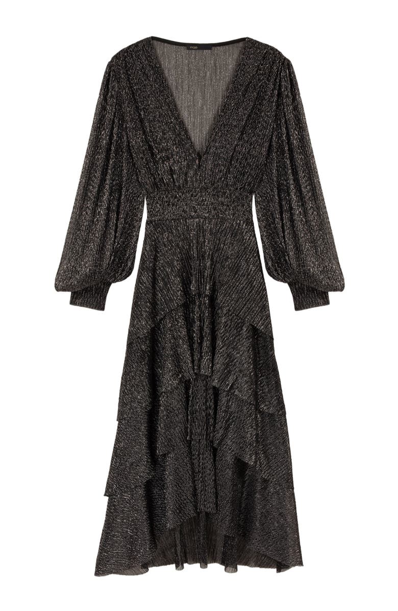 maje Ruffled dress, Alternate, color, 