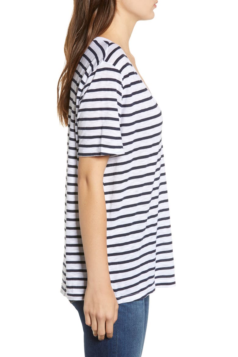 V-Neck Slub Jersey Tee, Alternate, color, NAVY/ OFF WHITE