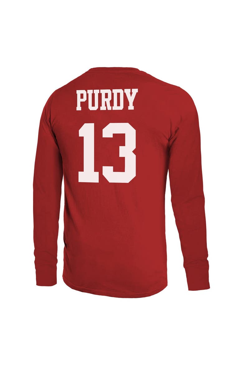 Men's Majestic Threads Brock Purdy Scarlet San Francisco 49ers Name & Number Long Sleeve T-Shirt, Alternate, color, Scarlet