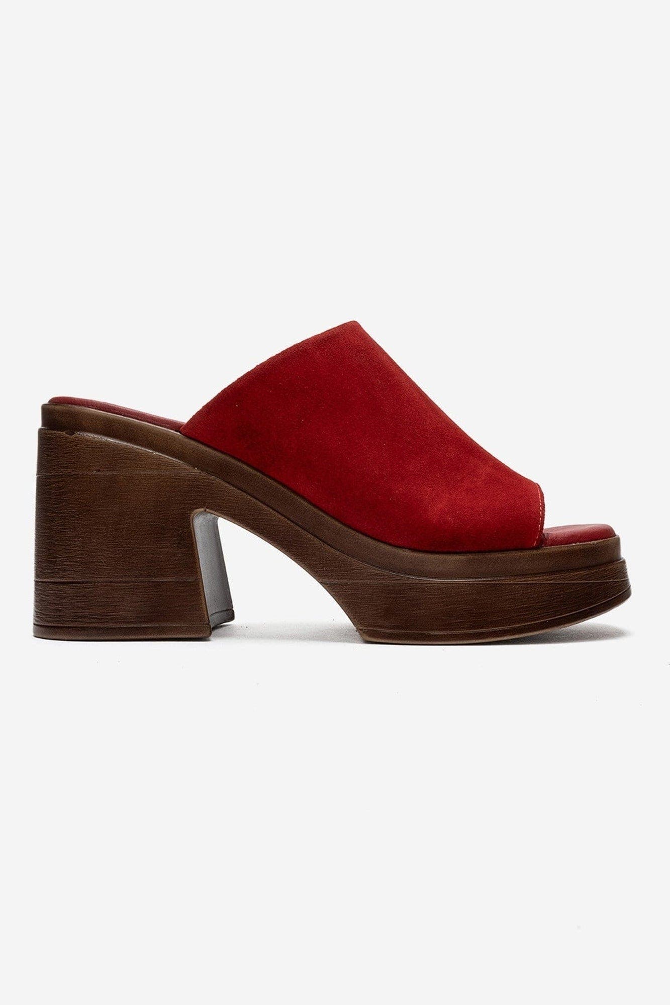 Nola Leather Platform Mules, Alternate, color, Red Suede