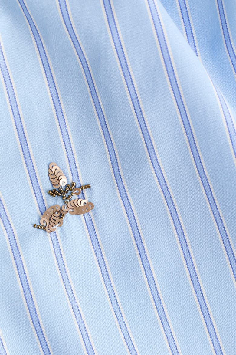 Embellished Cotton Pyjama Bottoms, Alternate, color, Light blue/striped
