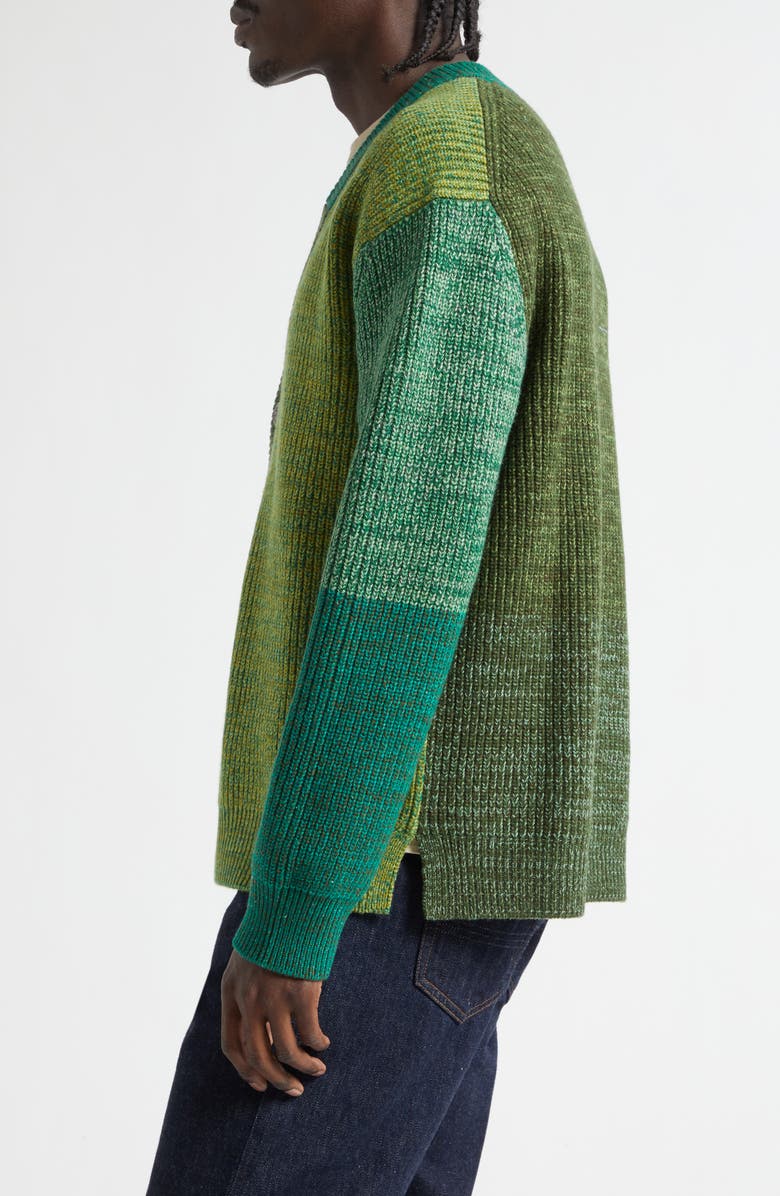 Waste Yarn Project Patti Colorblock Mélange Cardigan, Alternate, color, Tonal Green