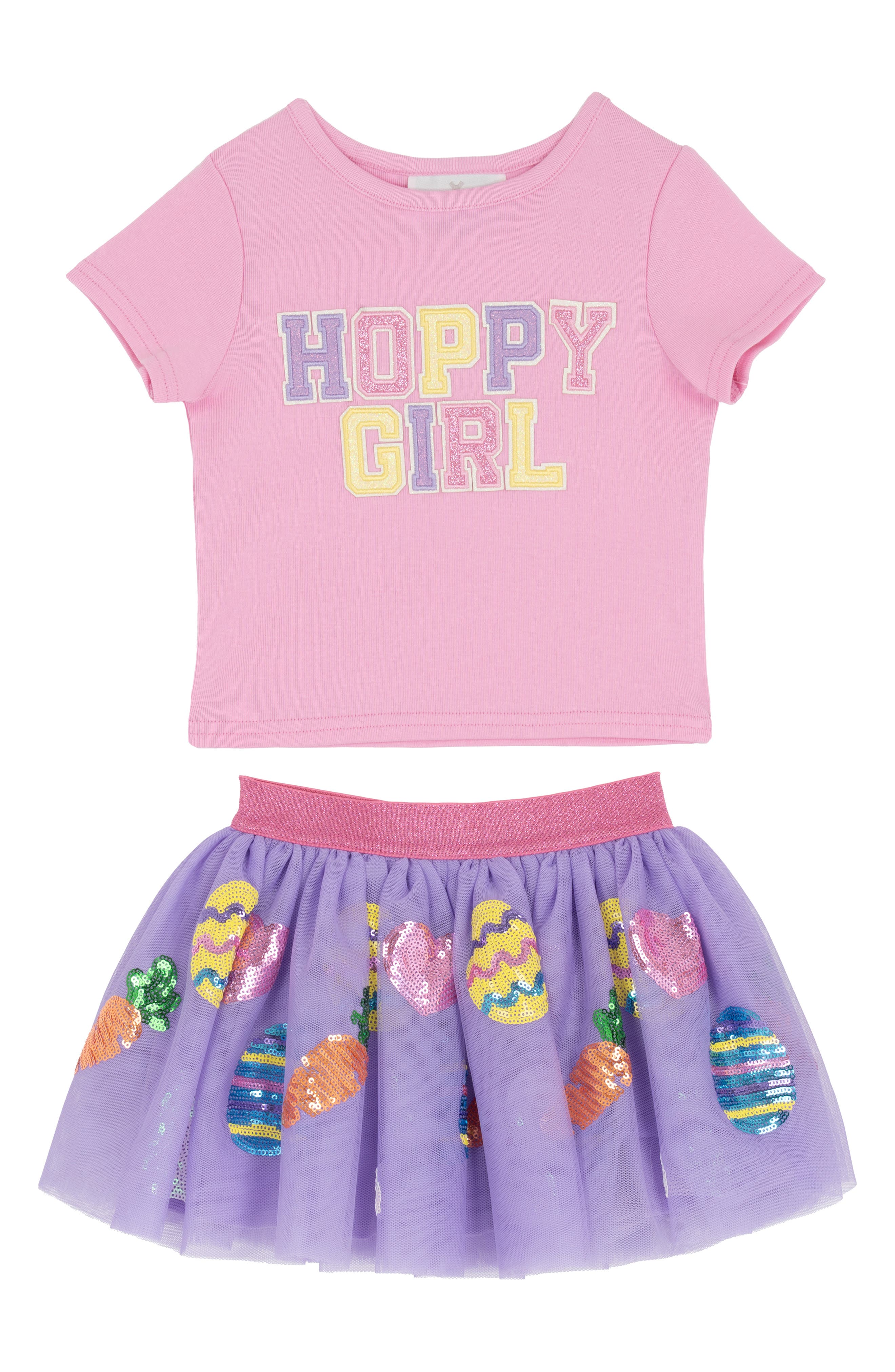 Rare Editions Kids' Bunny Babe T-Shirt & Sequin Skirt Set