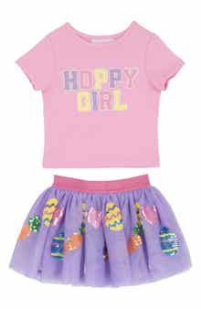 Rare Editions Kids' Bunny Babe T-Shirt & Sequin Skirt Set