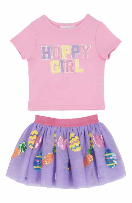 Rare Editions Kids' Bunny Babe T-Shirt & Sequin Skirt Set