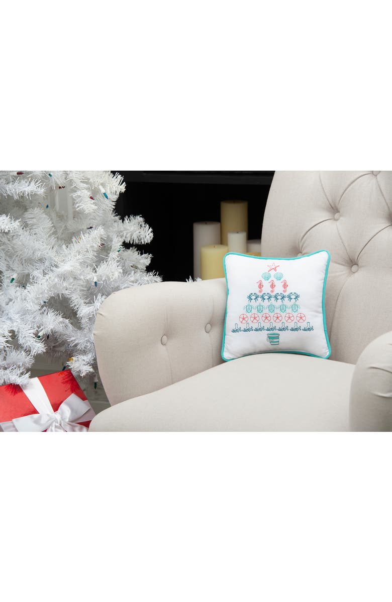 C&F Home Coastal Christmas Tree Cotton Blend Mini Accent Pillow 10" x 10", Alternate, color, 