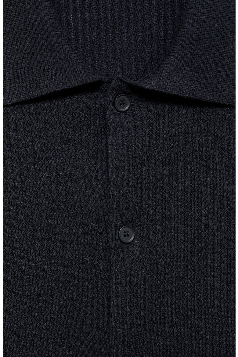 Short Sleeve Rib-Knit Button-Up Shirt, Alternate, color, NAVY