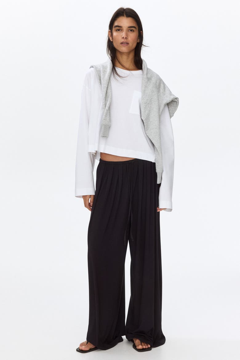 Jersey Drawstring Pants, Alternate, color, Dark brown
