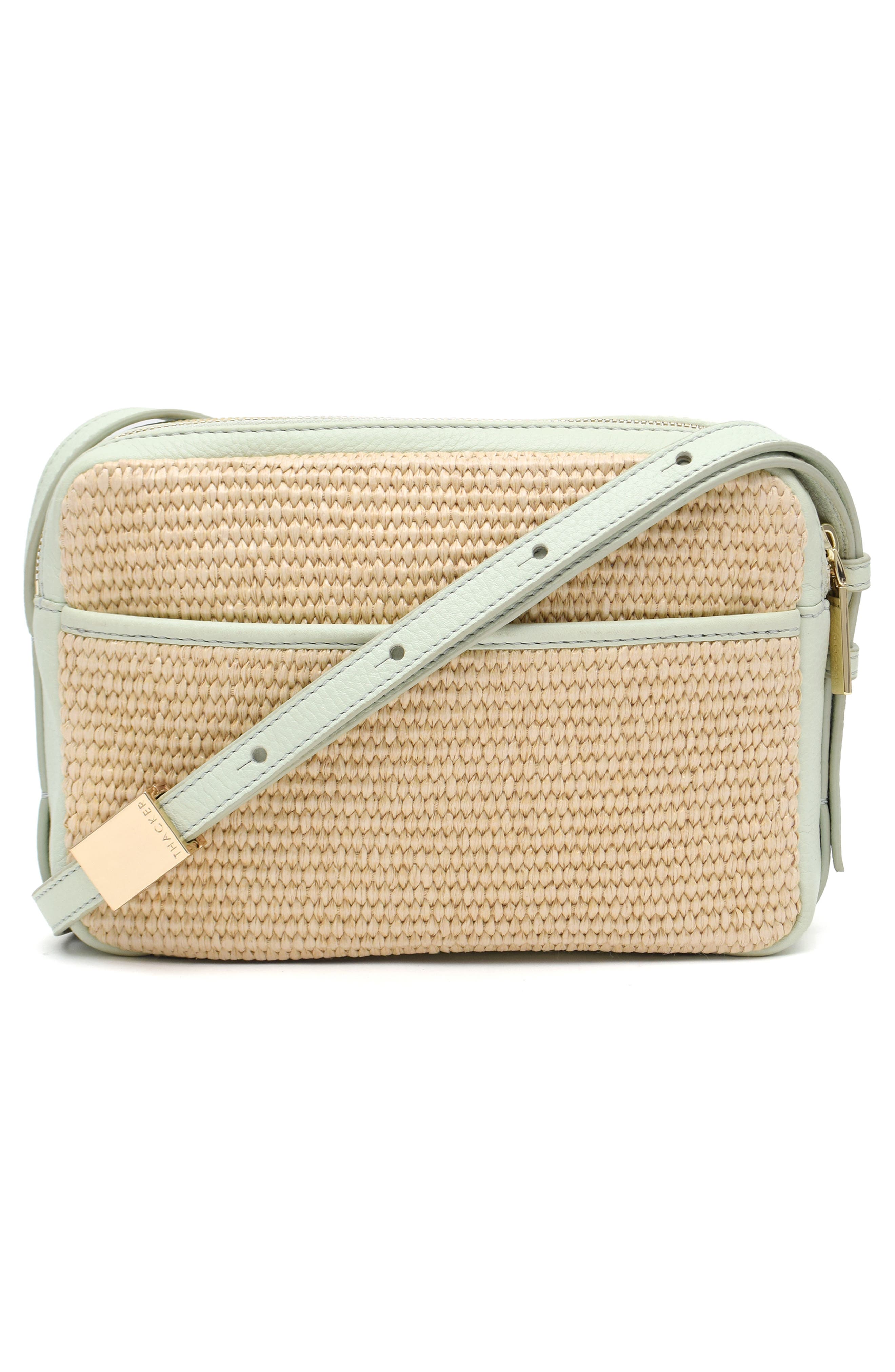 Thacker Shay Woven Straw Camera Crossbody Bag, Alternate, color, Natural/ Soft Pistachio