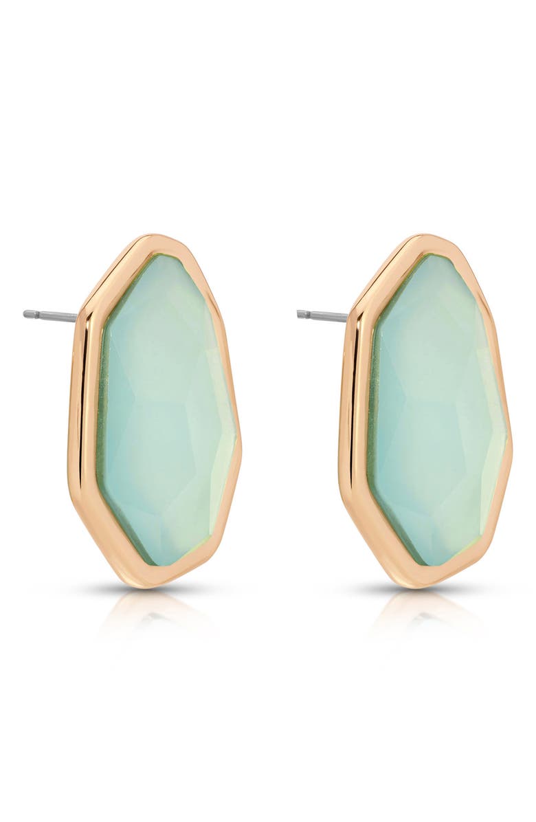 Ettika Seastone Stud Earrings, Alternate, color, Seafoam With Gold