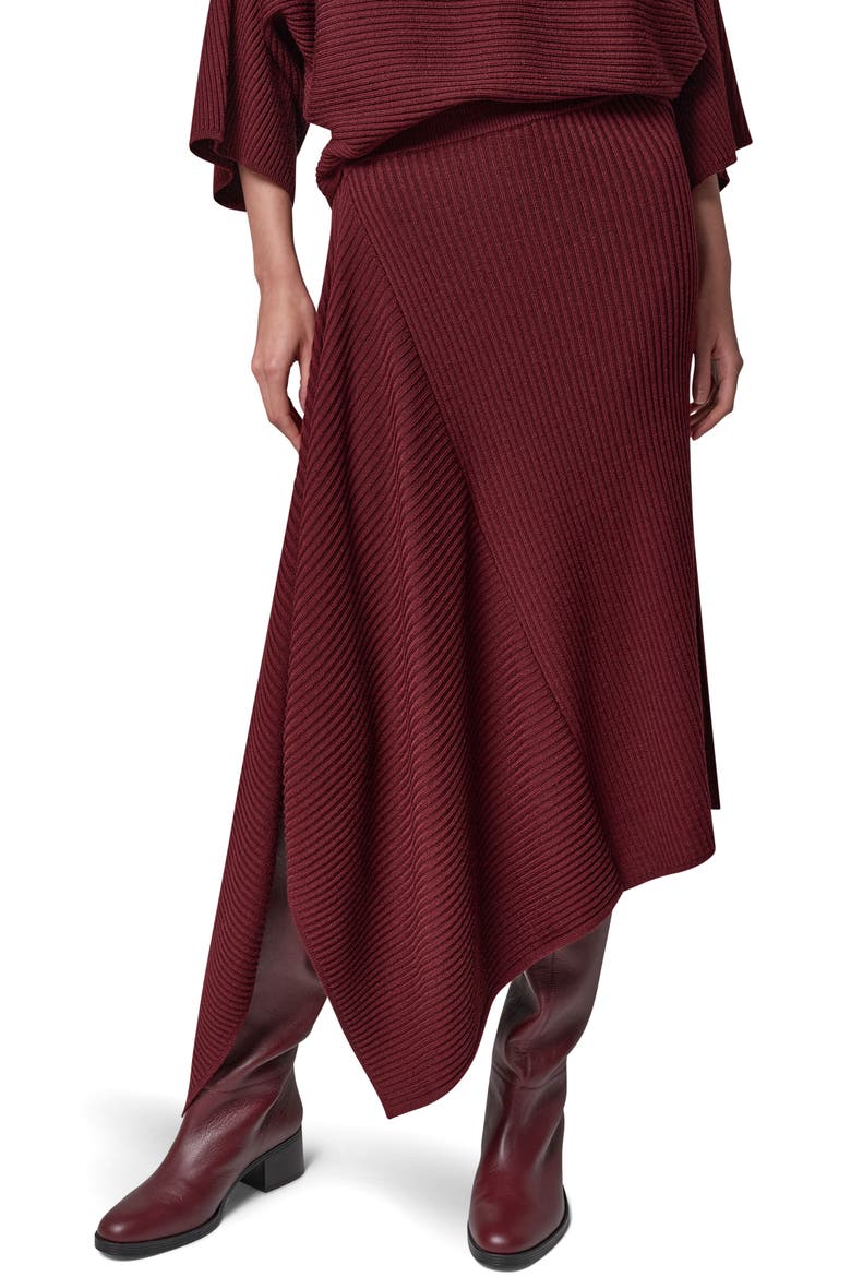 Ruffle Detail Merino Wool Sweater Skirt, Main, color, BLK CHERRY