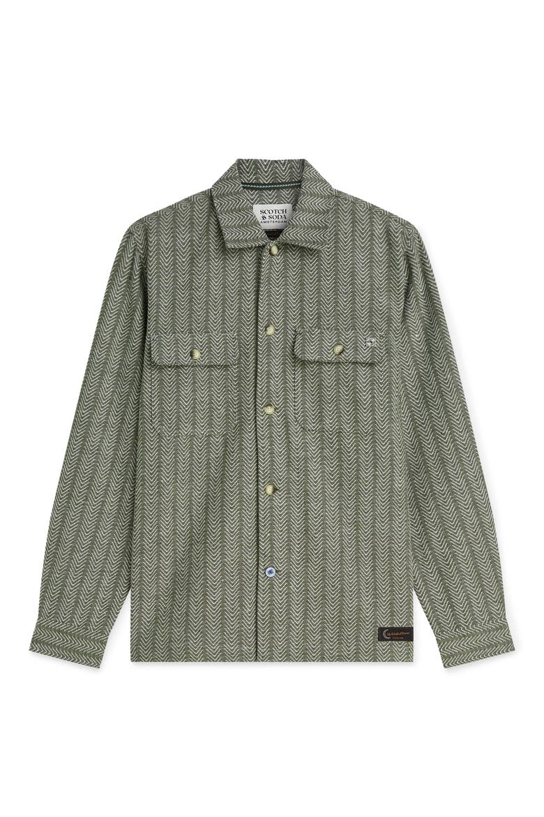 Herringbone Jacquard Relaxed Fit Shirt, Alternate, color, DARK FOREST