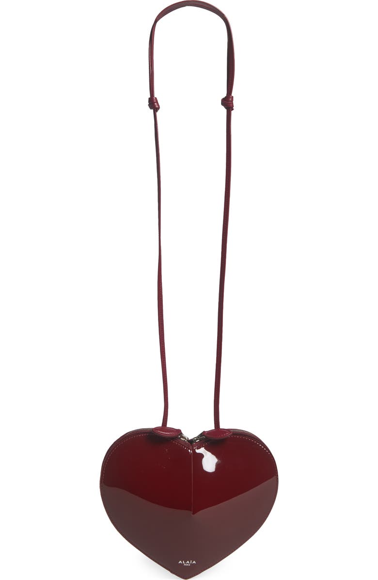 Alaïa Le Coeur Patent Leather Crossbody Bag, Main, color,