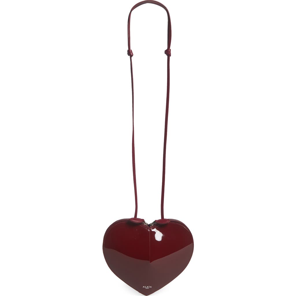Alaïa Le Coeur Patent Leather Crossbody Bag In Red