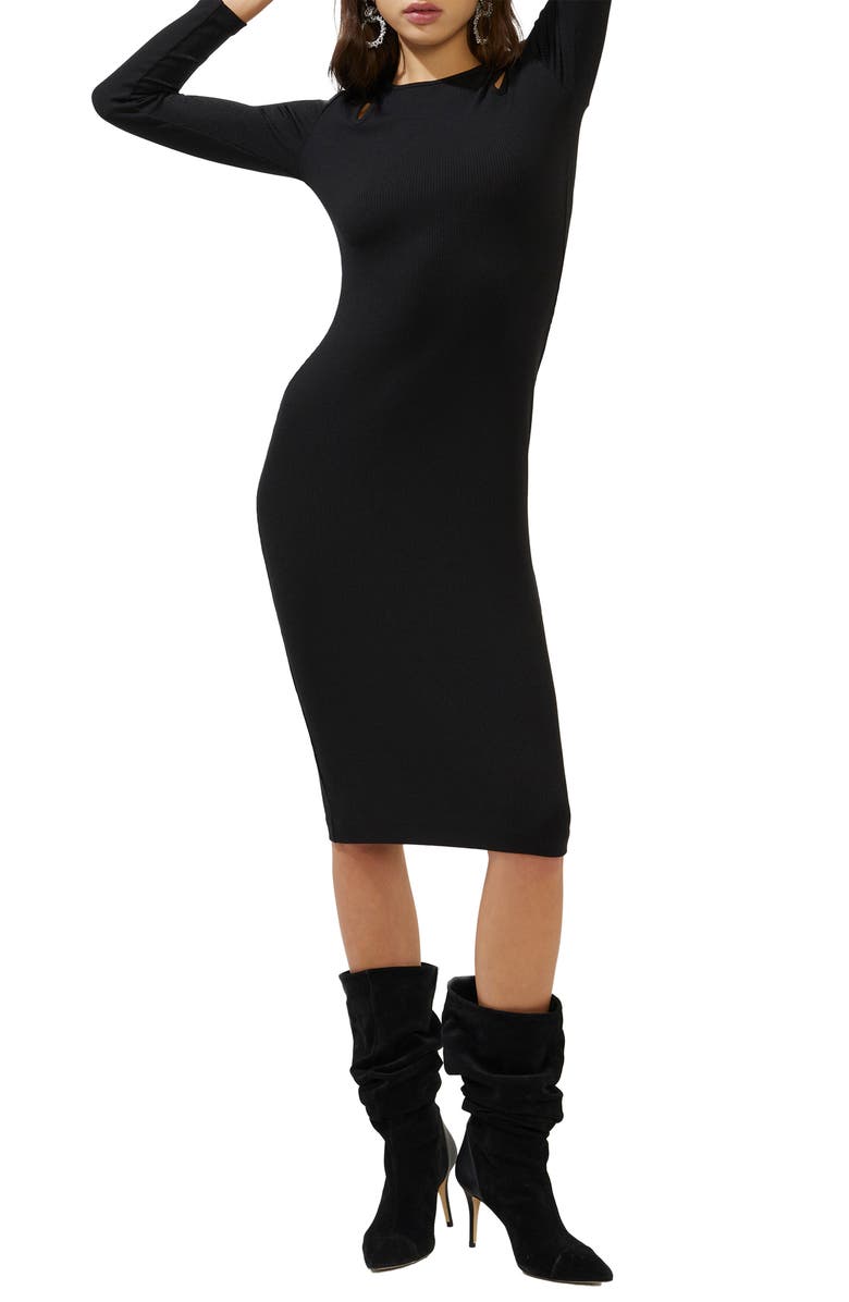 French Connection Safi Long Sleeve Ribbed Dress, Alternate, color,