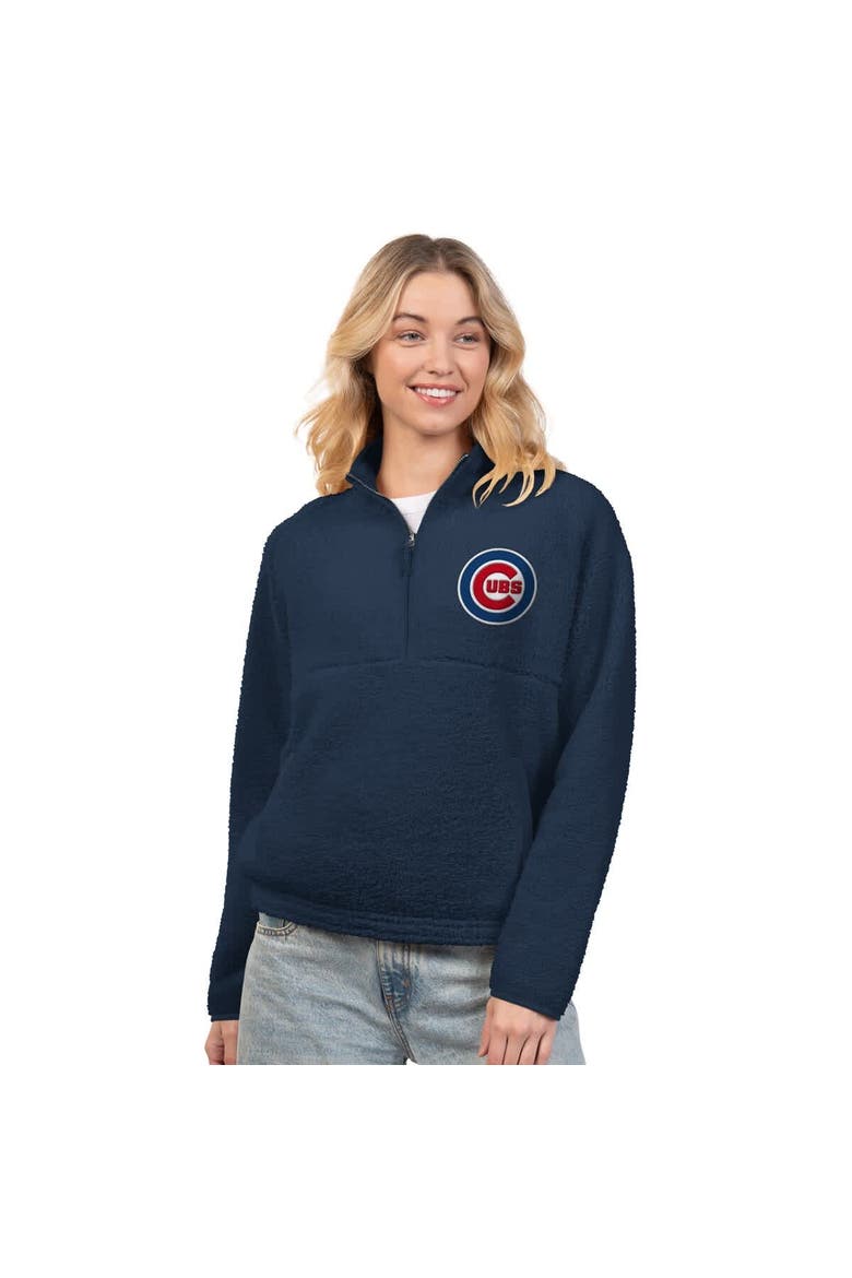 Women's G-III 4Her by Carl Banks  Navy Chicago Cubs Everst Sherpa Half-Zip Pullover, Alternate, color, Navy