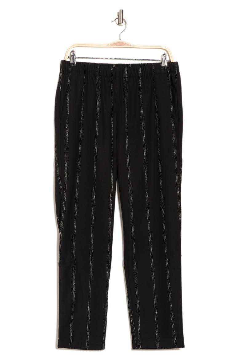 Stripe Print Tapered Ankle Wool Pants, Alternate, color, BLACK/ BONE