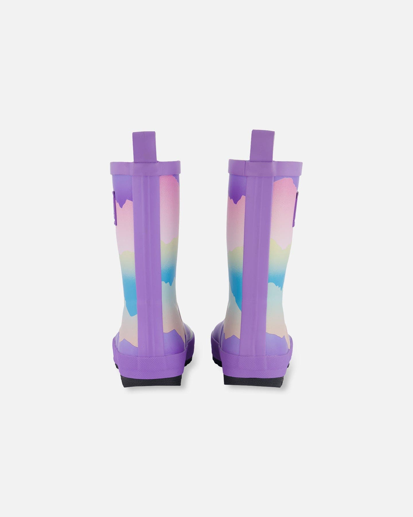 Deux par Deux Baby Girl's Printed Rain Boots Mauve And Blue, Pink Mountain, Alternate, color, 