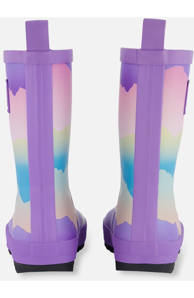 Deux par Deux Baby Girl's Printed Rain Boots Mauve And Blue, Pink Mountain, Alternate, color,