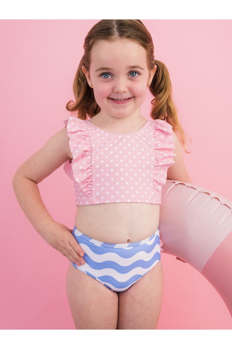 UPF50 Waterfall Tankini, Alternate, color, Periwinkle Blue Wavy Stripe