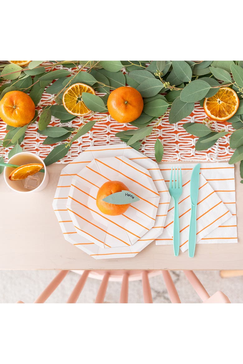 Frenchie Striped Small Plates, Alternate, color, Clementine