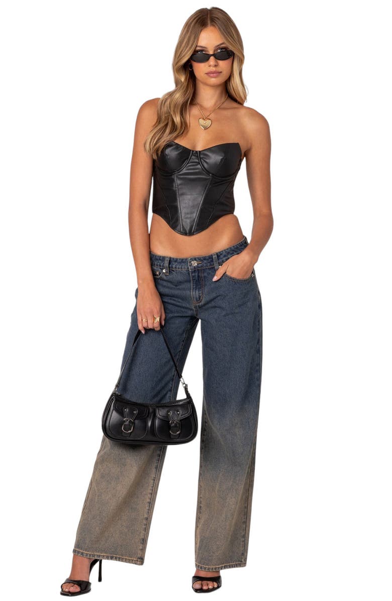 EDIKTED Mud Wash Slouchy Wide Leg Jeans, Alternate, color,