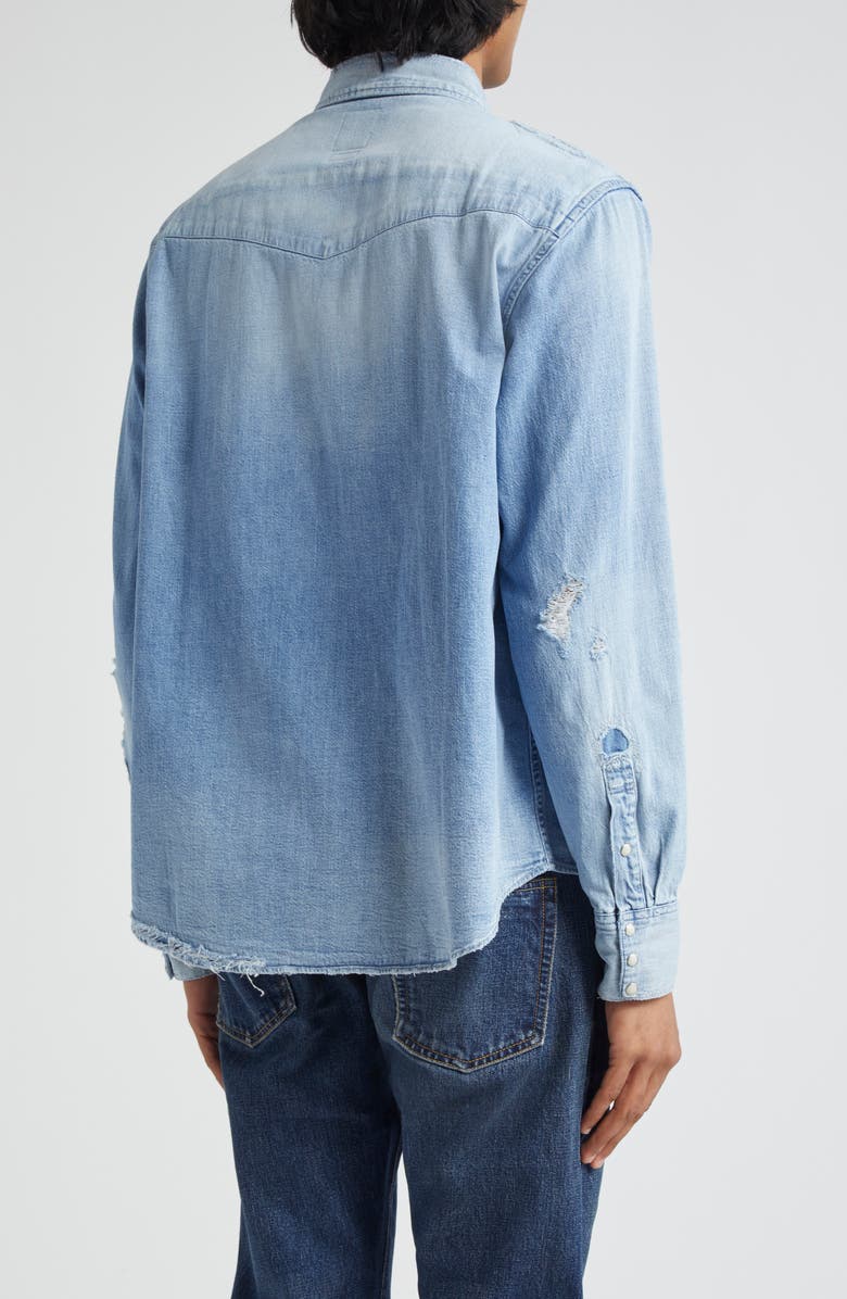 VISVIM Social Sculpture Cotton Denim Snap-Up Shirt, Alternate, color, 