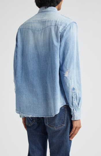 VISVIM Social Sculpture Cotton Denim Snap-Up Shirt | Nordstrom VISVIM Social Sculpture Cotton Denim Snap-Up Shirt | Nordstrom
