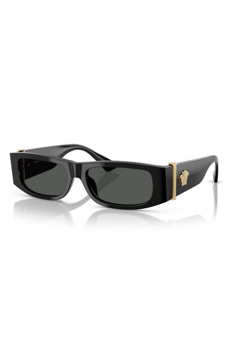 Versace 55mm Rectangular Sunglasses, Alternate, color, Dark Grey
