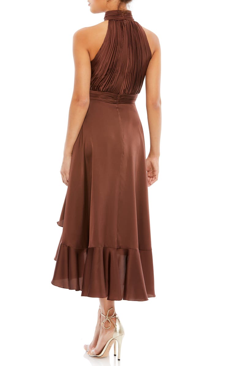 Mac Duggal Pleated Bodice High-Low Satin Cocktail Dress, Alternate, color, 