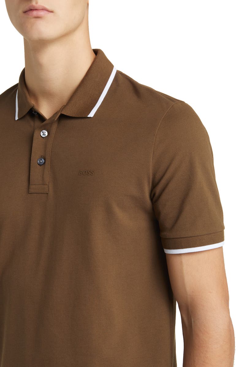 BOSS Parlay Tipped Polo, Alternate, color, Olive Brown