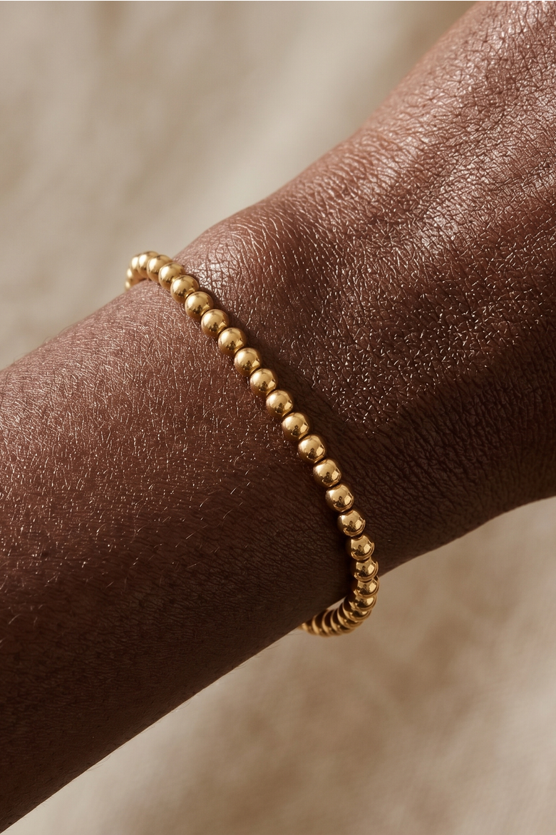 Small Bead Bracelet, Alternate, color, Gold