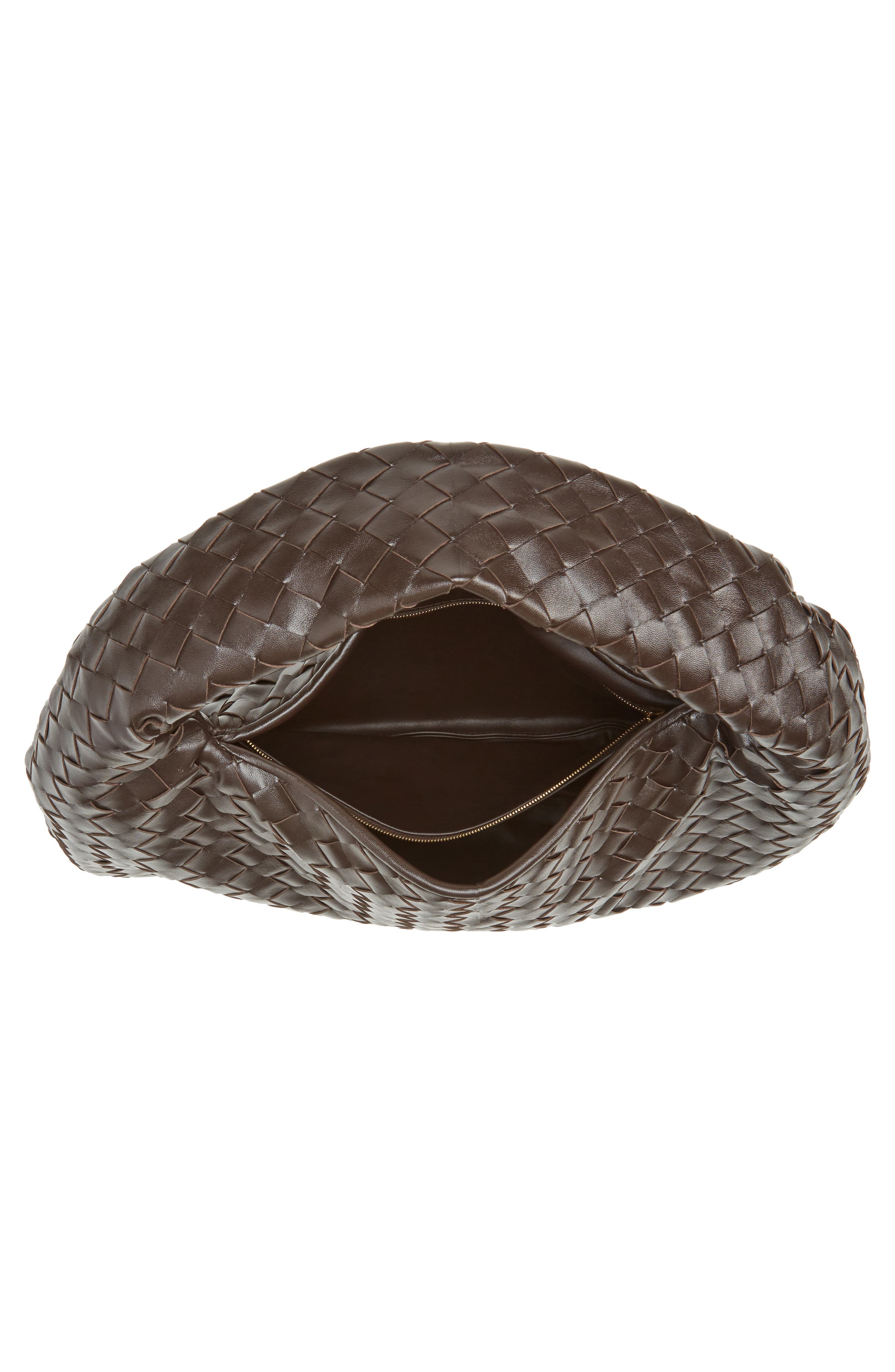 Small Hop Intrecciato Leather Hobo Bag, Alternate, color, 2190 FONDANT-M BRASS