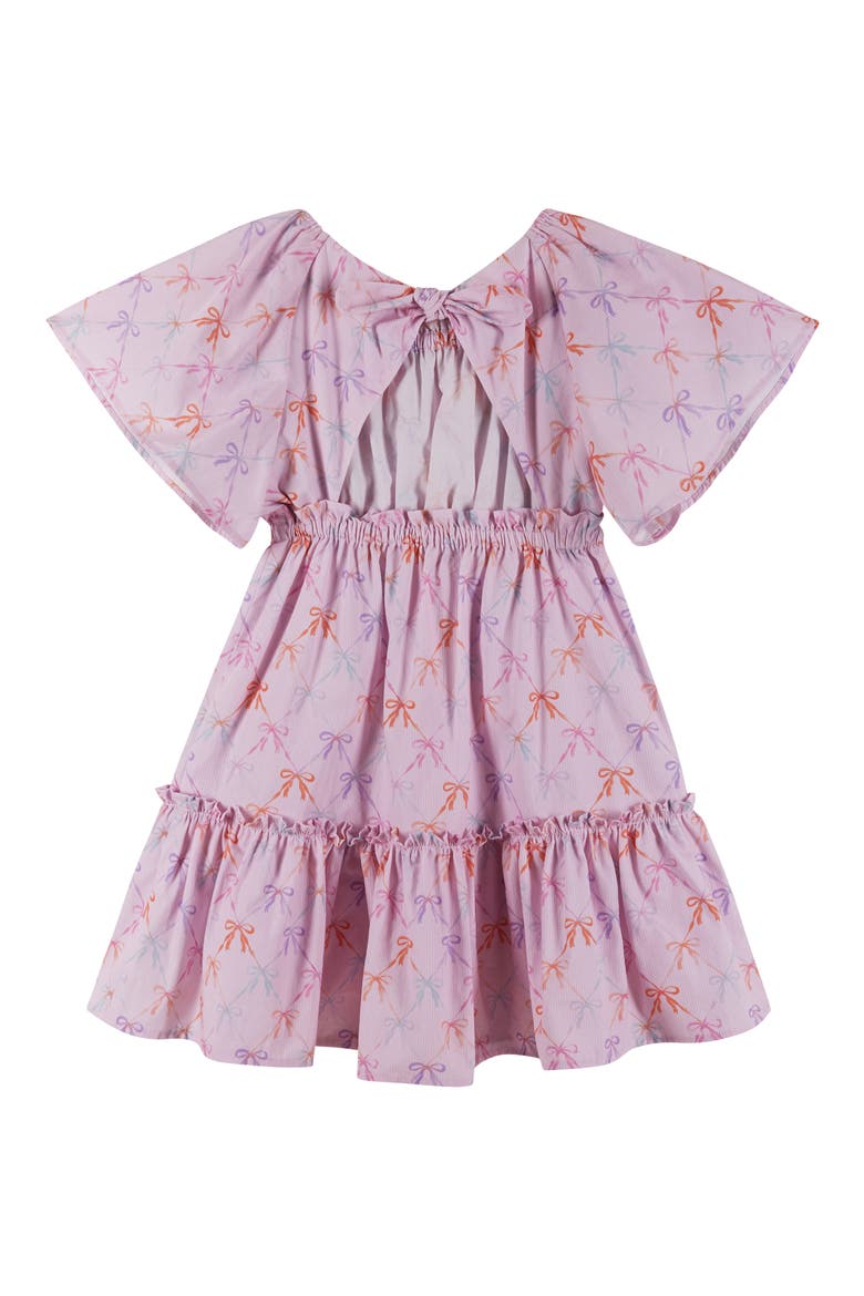 Kids' Flutter Sleeve Dress, Alternate, color, PINK BOWS