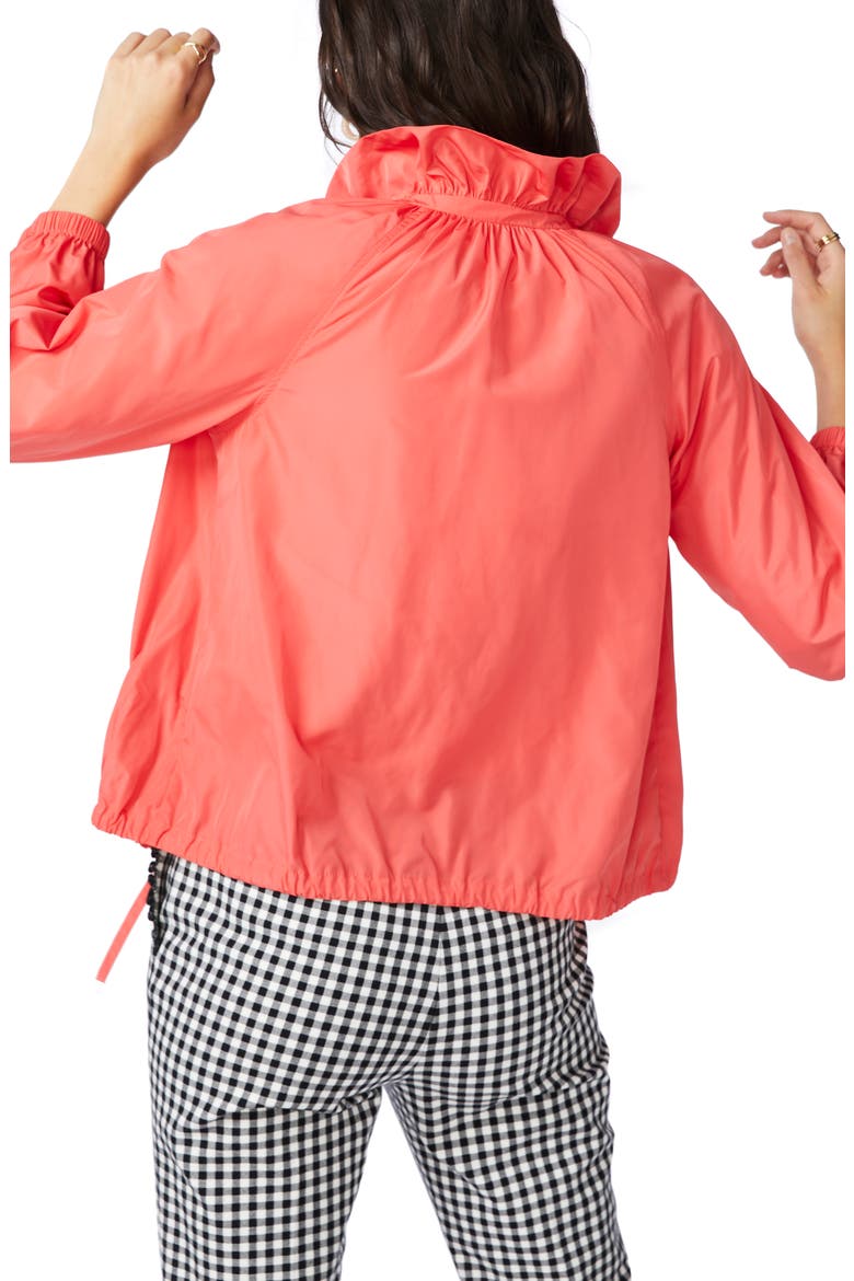 Ruffle Neck Jacket, Alternate, color, BRIGHT POPPY